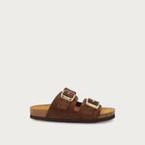 Kadın Terlik 17B8 Frau SUEDE Double-Strap Sliders