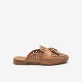Kadın Terlik 95V7 Frau WOVEN LEATHER MULES WITH TASSELS