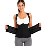 Kadın Termal Sauna Neopren Korsesi Terletici Bel İnceltici Fermuarlı Vücut Şekillendirici Spor Korse (Siyah, 2XL-3XL)