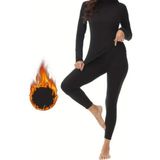 Kadın Termal Yüksek Bel Tayt Içlik Termal Üst Body Siyah Kadın Termal Takım - 4XL - 5XL