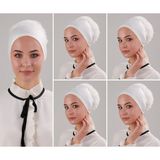 Kadın Tesettür 5'li Fırfırlı Dikişli Bone Ekru - Standart