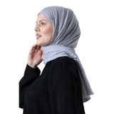 Kadın Tesettür Bambu Kraş Şal, Ütü Gerektirmeyen Doğal Hijab Başörtüsü (75x180 cm) - Gri