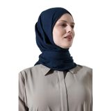 Kadın Tesettür Bambu Kraş Şal, Ütü Gerektirmeyen Doğal Hijab Başörtüsü (75x180 cm) - Lacivert
