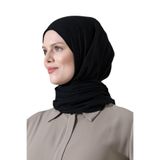 Kadın Tesettür Bambu Kraş Şal, Ütü Gerektirmeyen Doğal Hijab Başörtüsü (75x180 cm) - Siyah
