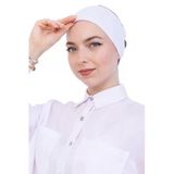 Kadın Tesettür Bandana Penye Kaymaz Hazır Şal Eşarp Altı Bone Rahat Kullanım Beyaz