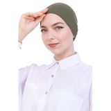 Kadın Tesettür Bandana Penye Kaymaz Hazır Şal Eşarp Altı Bone Rahat Kullanım Haki