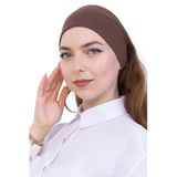 Kadın Tesettür Bandana Penye Kaymaz Hazır Şal Eşarp Altı Bone Rahat Kullanım Kahverengi