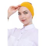 Kadın Tesettür Bandana Penye Kaymaz Hazır Şal Eşarp Altı Bone Rahat Kullanım Sarı