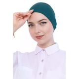 Kadın Tesettür Bandana Penye Kaymaz Hazır Şal Eşarp Altı Bone Rahat Kullanım Zümrüt