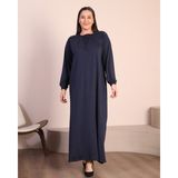 Kadin Tesettur Buyuk Beden Kare Yaka Uzun Elbise - 5XL - Lacivert