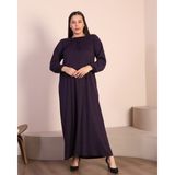 Kadin Tesettur Buyuk Beden Kare Yaka Uzun Elbise - 6XL - Mürdüm