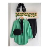 Kadın Tesettür Gömlek, Uzun Kollu Oversize Boyfriend Kesim, Düğmeli Gömlek Yaka, Günlük Rahat Tasarım, Açık Yeşil, Exxit Collection avkabsgömlek01