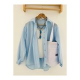 Kadın Tesettür Gömlek, Uzun Kollu Oversize Boyfriend Kesim, Düğmeli Gömlek Yaka, Günlük Rahat Tasarım, Bebe Mavisi, Exxit Collection avkabsgömlek01