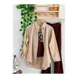 Kadın Tesettür Gömlek, Uzun Kollu Oversize Boyfriend Kesim, Düğmeli Gömlek Yaka, Günlük Rahat Tasarım, Bej, Exxit Collection TYC0839835682Mabs12503010