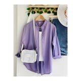 Kadın Tesettür Gömlek, Uzun Kollu Oversize Boyfriend Kesim, Düğmeli Gömlek Yaka, Günlük Rahat Tasarım, Lila, Exxit Collection avkabsgömlek01
