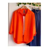 Kadın Tesettür Gömlek, Uzun Kollu Oversize Boyfriend Kesim, Düğmeli Gömlek Yaka, Günlük Rahat Tasarım, Turuncu, Exxit Collection avkabsgömlek01