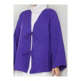 Kadın Tesettür Kimono Gömlek, Keten Uzun Kollu Önü Çift Bağlamalı, Düğmeli Gömlek Yaka Modern Tasarım, Leylak, Exxit Collection TYC0839835682Mabs12503010