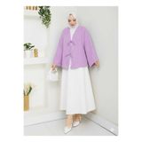 Kadın Tesettür Kimono Gömlek, Keten Uzun Kollu Önü Çift Bağlamalı, Düğmeli Gömlek Yaka Modern Tasarım, Lila, Exxit Collection TYC0839835682Mabs12503010
