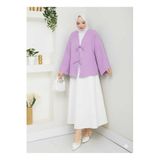 Kadın Tesettür Kimono Gömlek, Keten Uzun Kollu Önü Çift Bağlamalı, Düğmeli Gömlek Yaka Modern Tasarım, Lila, Exxit Collection TYC0839835682Mabs12503010