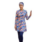 Kadın Tesettür Mayo Takımı,Tam Kapalı, Hızlı Kuruyan, Dikme Kap, Modern Tasarım,Siyah Çiçekli_2315, 00524 Laci Çiçekli, 42