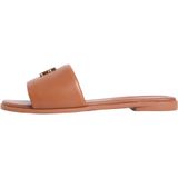 Kadın TH Metalik Logo Detaylı Rahat Tabanlı Deri Kahverengi Sandalet FW0FW09292-GP4