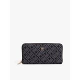 Kadın TH Monogram Logo Desenli Fermuarlı İç Bölmeli Siyah Cüzdan AW0AW17956-BDS