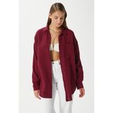Kadın Tilda %100 Pamuk Müslin Oversize Bordo Gömlek