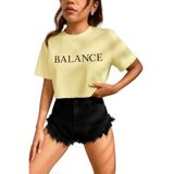 Kadın Tişört Crop Tişört Baskılı Fit Tişört Balance-Tişört - Bej - XL