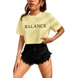 Kadın Tişört Crop Tişört Baskılı Fit Tişört BALANCE-TİŞÖRT Bej
