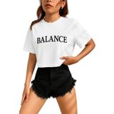 Kadın Tişört Crop Tişört Baskılı Fit Tişört Balance-Tişört - Beyaz - XL