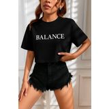 Kadın Tişört Crop Tişört Baskılı Fit Tişört BALANCE-TİŞÖRT