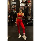 Kadın Toparlayıcı Dikişsiz Push Up Spor Tayt Yüksek Bel - Kırmızı
