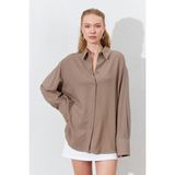 Kadın Toprak Oversize Keten Gömlek