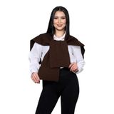 Kadın Triko Kare Parçalı Omuz Şalı- Ofis Şalı & Günlük Atkı (Kahverengi)