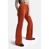 Kadın Turuncu Flare Fit Velvet Kadife Kumaş Pantolon