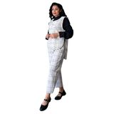 Kadın Tüvit Yelek-Pantolon Takımı (2li Takım) (Beyaz, 4XL/5XL)