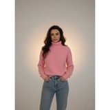 Kadın Tüylü Dokulu Yumuşak Boğazlı Kazak – Oversize Rahat Kesim, Pembe/mavi - Standart