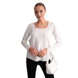 Kadın U Yaka Simli Kazak 12805 BGL-ST04109 BEYAZ M/L