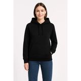 Kadın Üç İplik Kapüşonlu Kanguru Çepli SweatShirt hoodie - Siyah