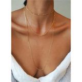 Kadın Üçlü Şeri Zincir Kolye Gold Kaplama Katmanlı Kolye Choker Uzun Çoklu Kolye - 80