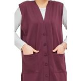 Kadın Uzun Cepli Düğmeli Penye Anne Tunik Yelek (mürdüm, 2xl)