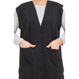 Kadın Uzun Cepli Düğmeli Penye Anne Tunik Yelek (siyah, 3xl)