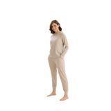Kadın Uzun Kol Bej Mlelanj Pijama Takım C5T7N0O61 BEJ MELANJ S