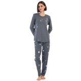 Kadın Uzun Kol Büyük Beden Füme Pijama Takım C7T5N3O304 GRİ 3 XL