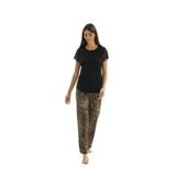 Kadın Uzun Kol Dantel Detaylı Viscone Siyah Pijama Takım 16033 SİYAH S