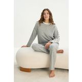 Kadın Uzun Kol Gri Mlelanj%100 Acrylic Pijama Takım C9T0N1O61 GRİ MELANJ M