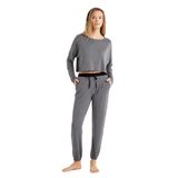 Kadın Uzun Kol Gri Viskoz Pijama Takım C8T7N4O06 GRİ M