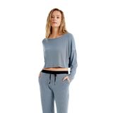 Kadın Uzun Kol Mavi Viskoz Pijama Takım C8T7N4O06 MAVİ S