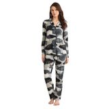 Kadın Uzun Kol Önden Düğmeli Füme Pijama Takım C7T2N7O9 FÜME