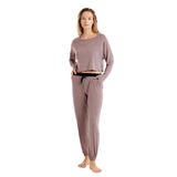 Kadın Uzun Kol Pembe Viskoz Pijama Takım C8T7N4O06 PEMBE S